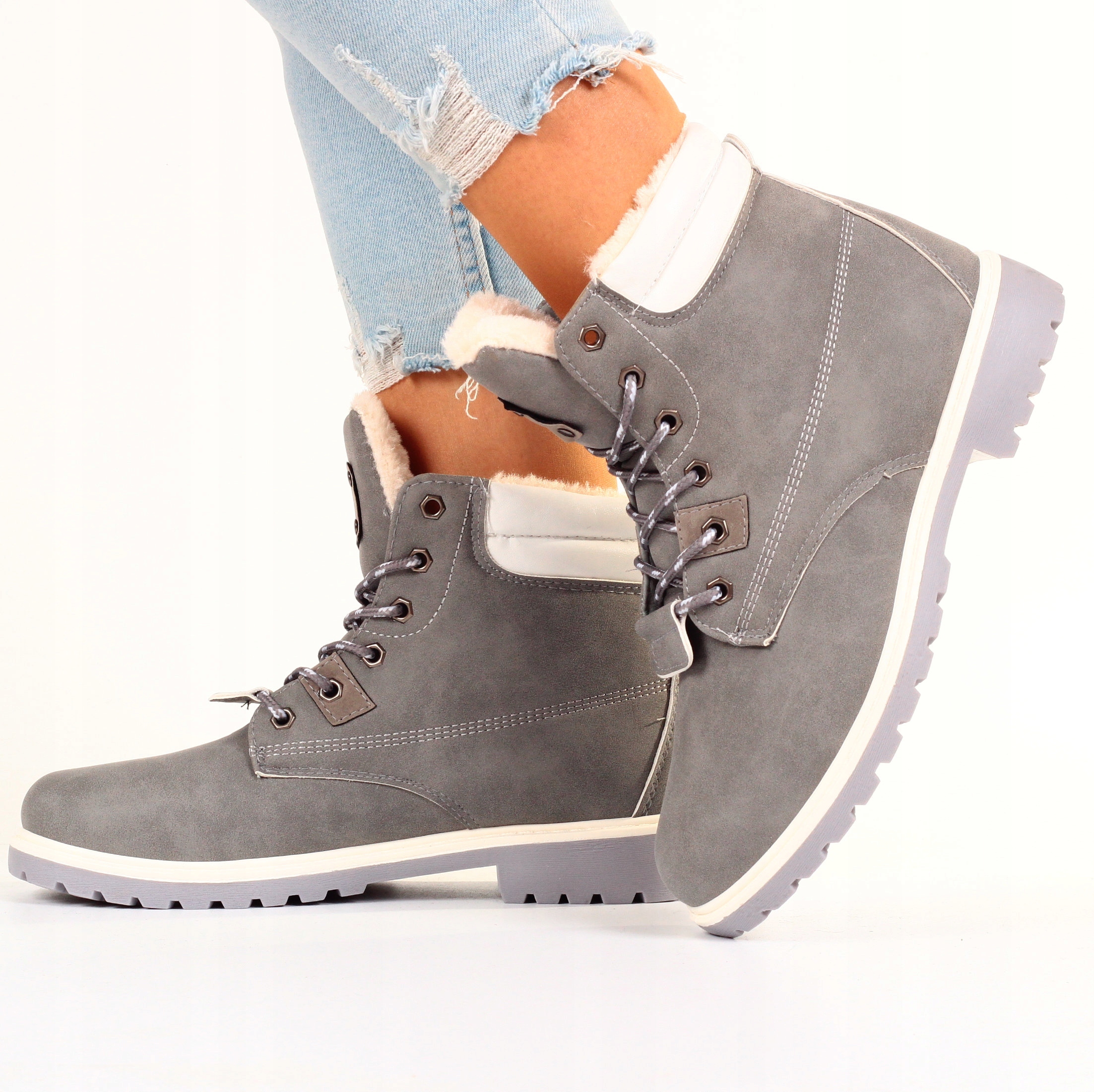 BUTY ZIMOWE OCIEPLANE TRAPERY BOTKI TIMBERKI Długość wkładki 25.5 cm