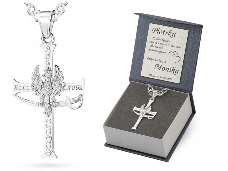 Stříbrný Řetízek Figaro 60cm Kříž 925 Gravírování