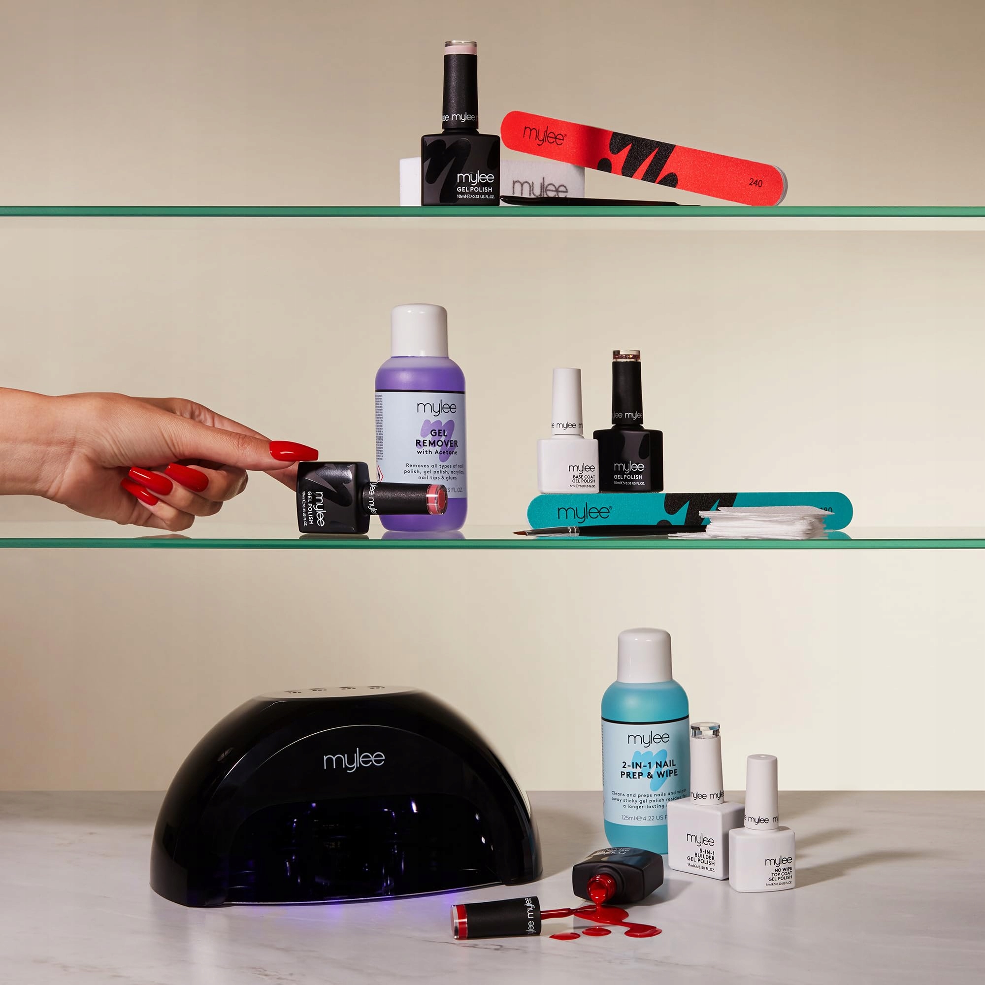 MYLEE Zestaw Do Paznokci Z Lampą LED Baza Top 4 Lakiery Żelowe Remover — miniatura 6
