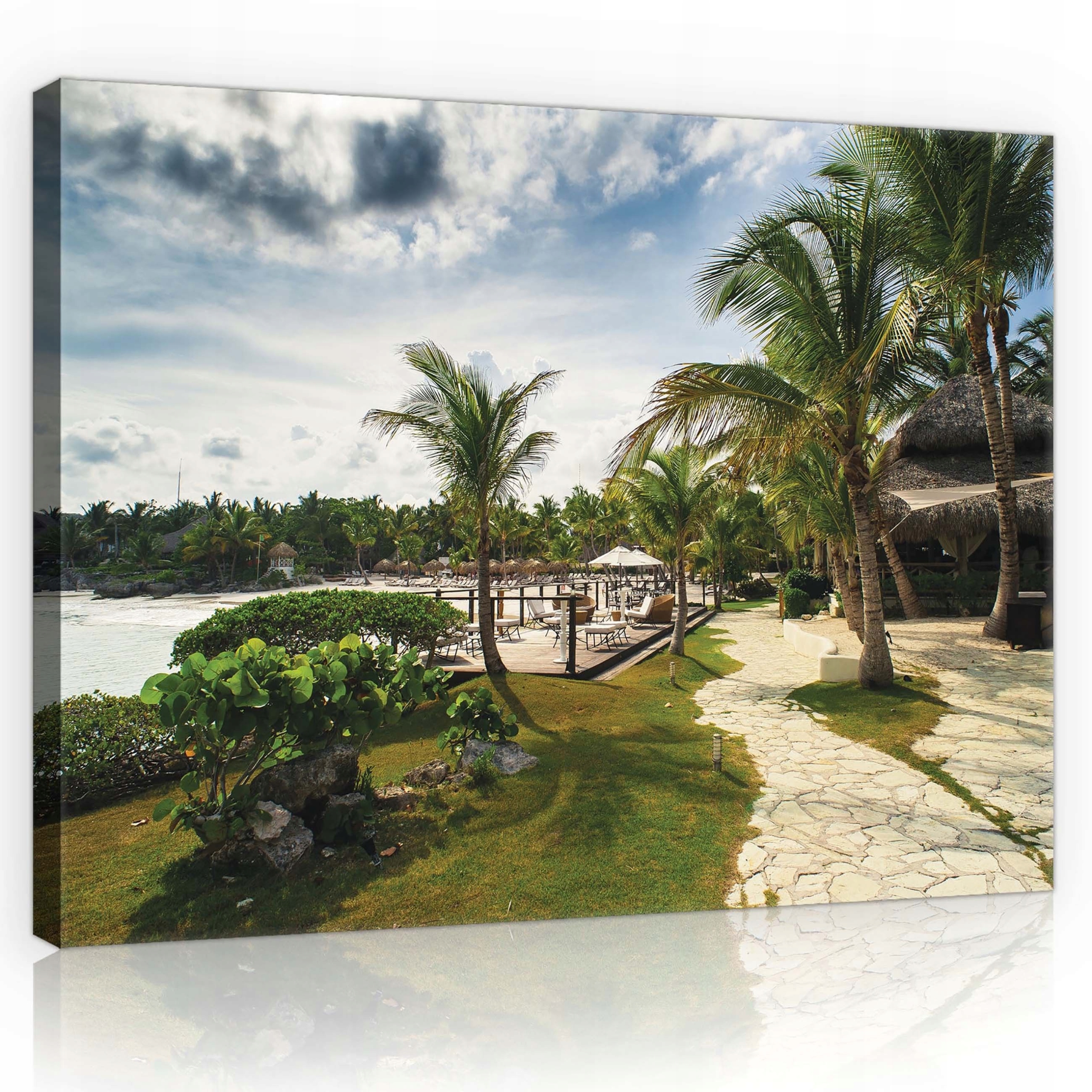 Obraz 100x75 Tropické letovisko moře palmy pláž dovolená slunce mraky