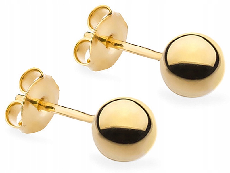 

Kolczyki Kulki Srebro 925 Pozłacane 24K 8mm Sztyft