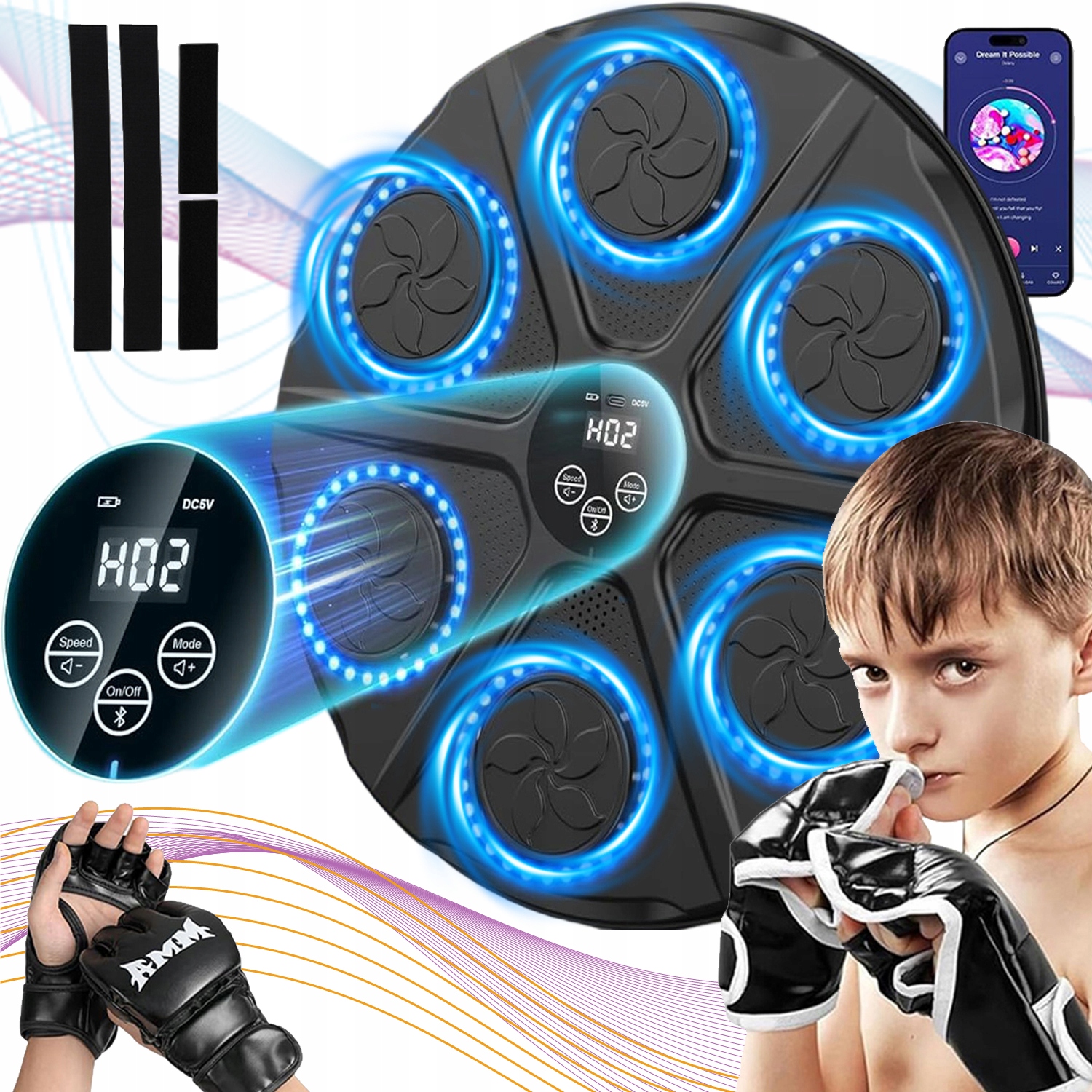 Muzyka Maszyna Do Boksu Z Bluetooth Inteligentna Led Ścienna 12 Programów