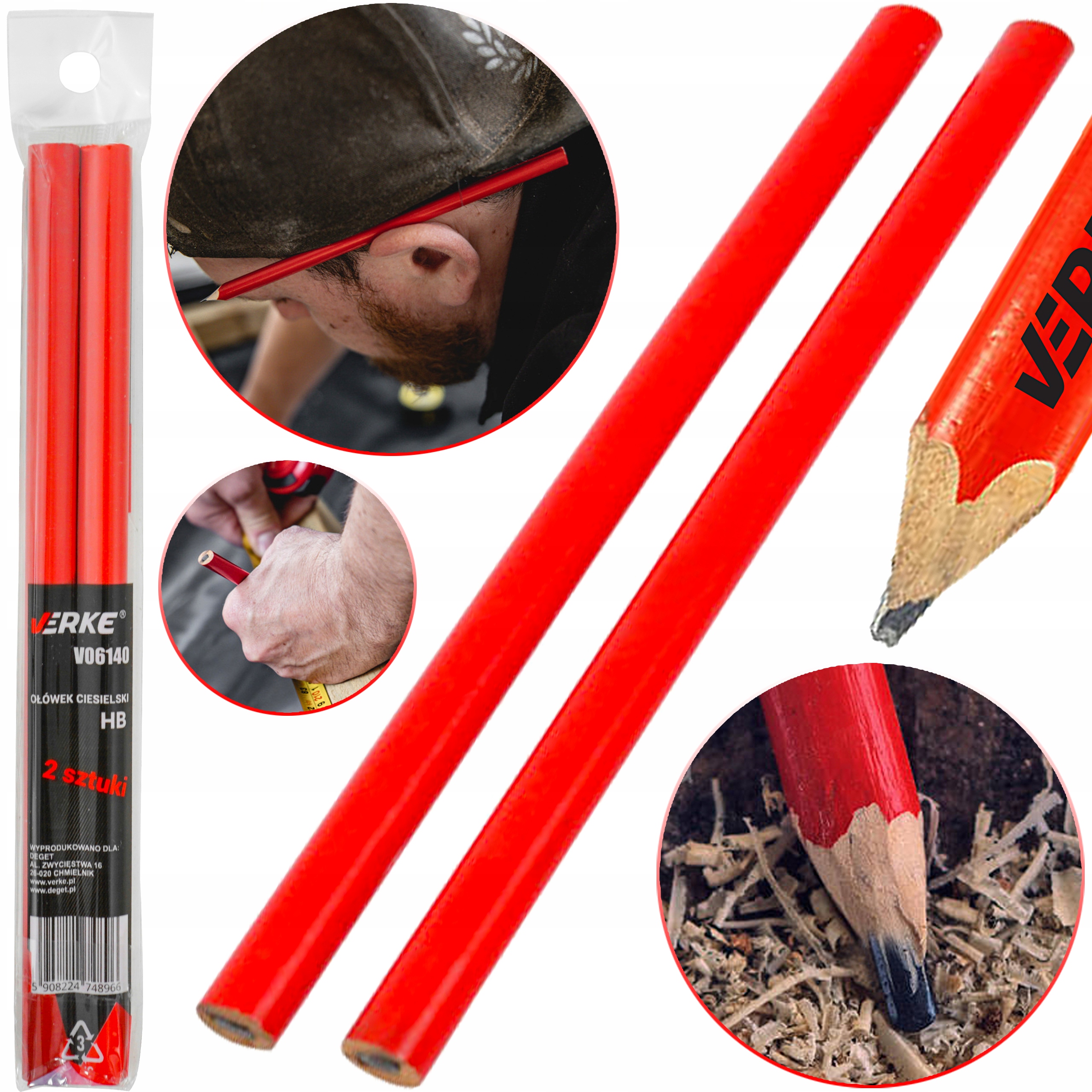 

Ołówek Stolarski Ciesielski Czerwony Hb Zestaw 2SZ