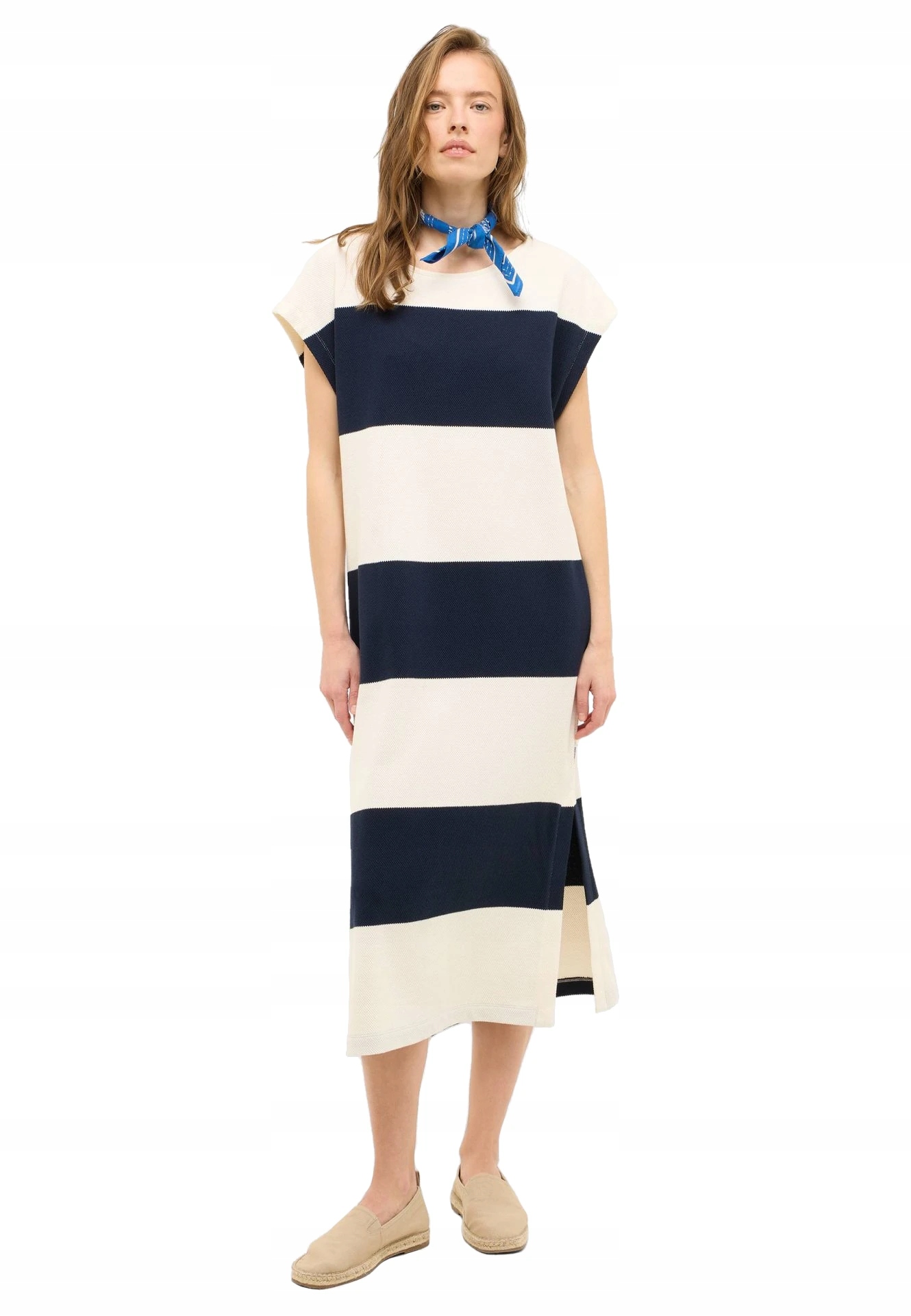 Šaty Teplákové Šaty Za Koleno V Pásku, Bavlněné, Tmavě Modré, Mustang S