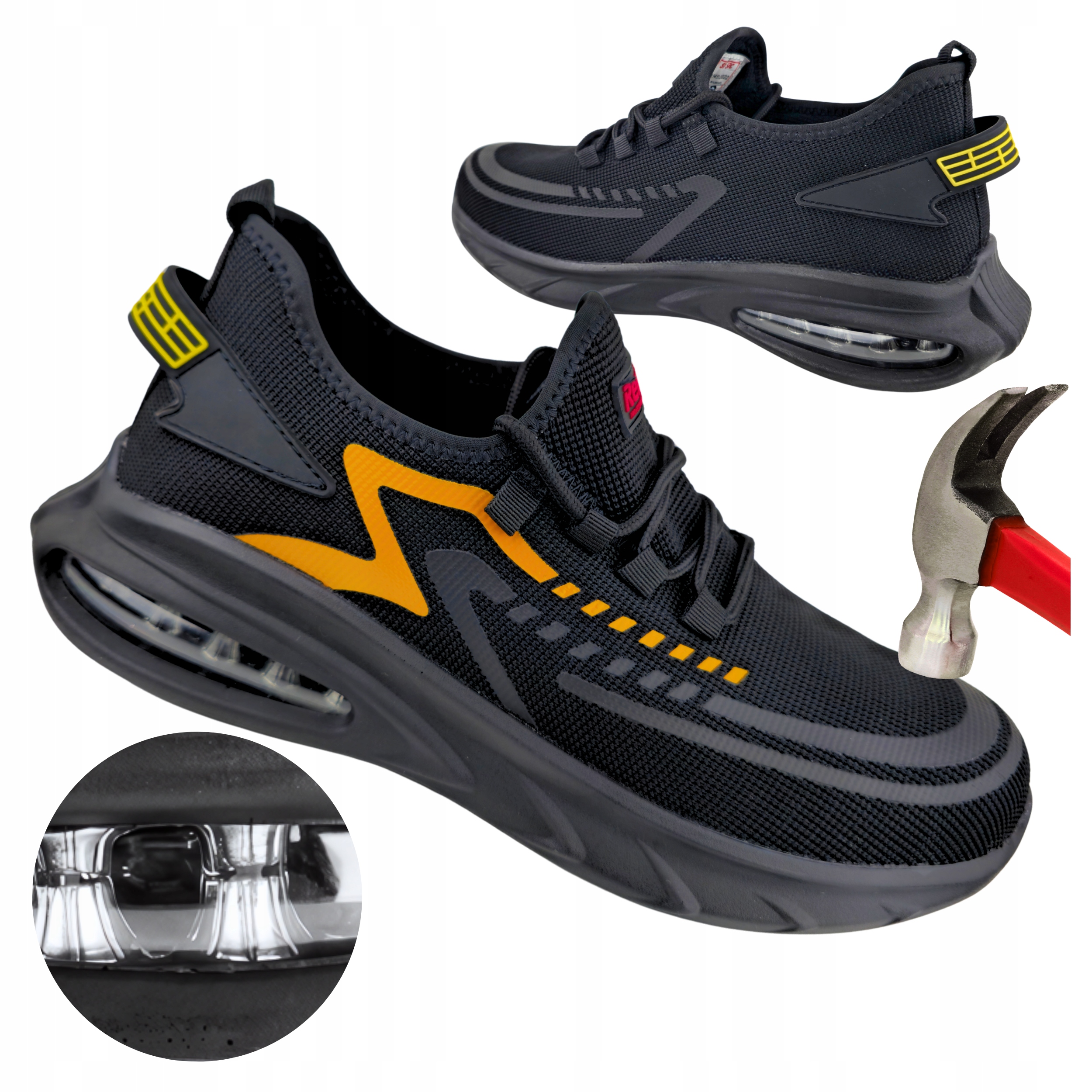 Pracovní boty S1 Sportovní pracovní boty černé s Noskem Bozp Lehké Airbag