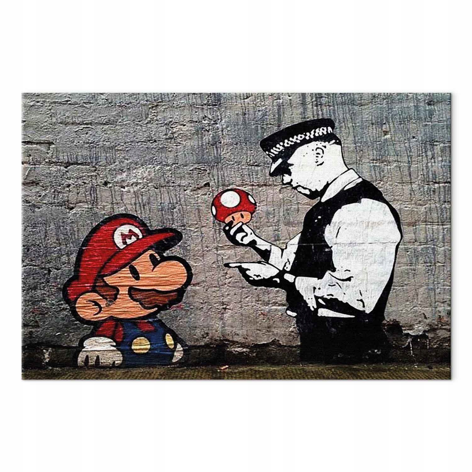 Obraz na plátně Banksy Graffiti Street art Mario Policajt 60x40 cm