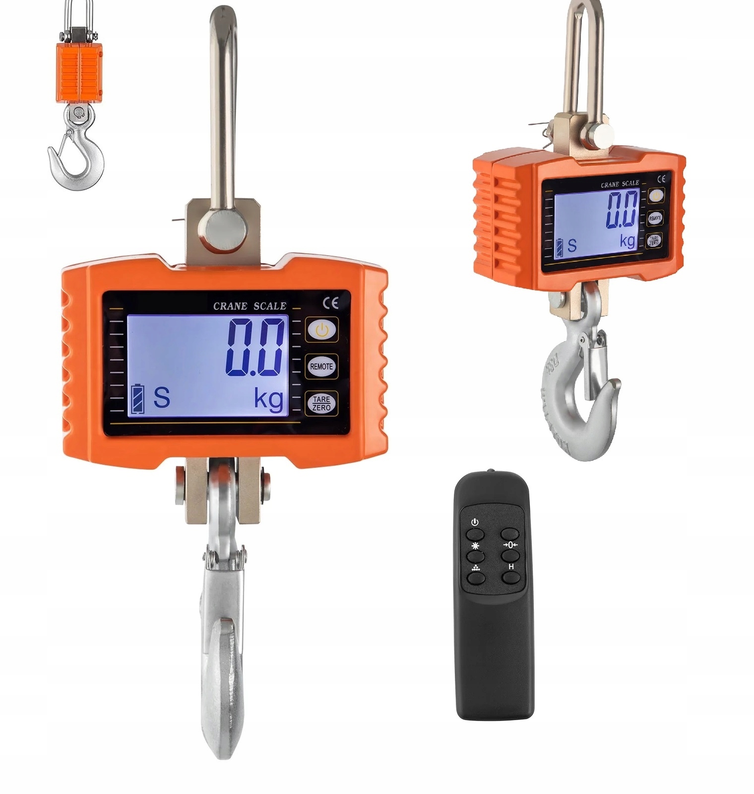 Elektronická háková váha 2T oranžová 2000 kg s dálkovým ovládáním LCD