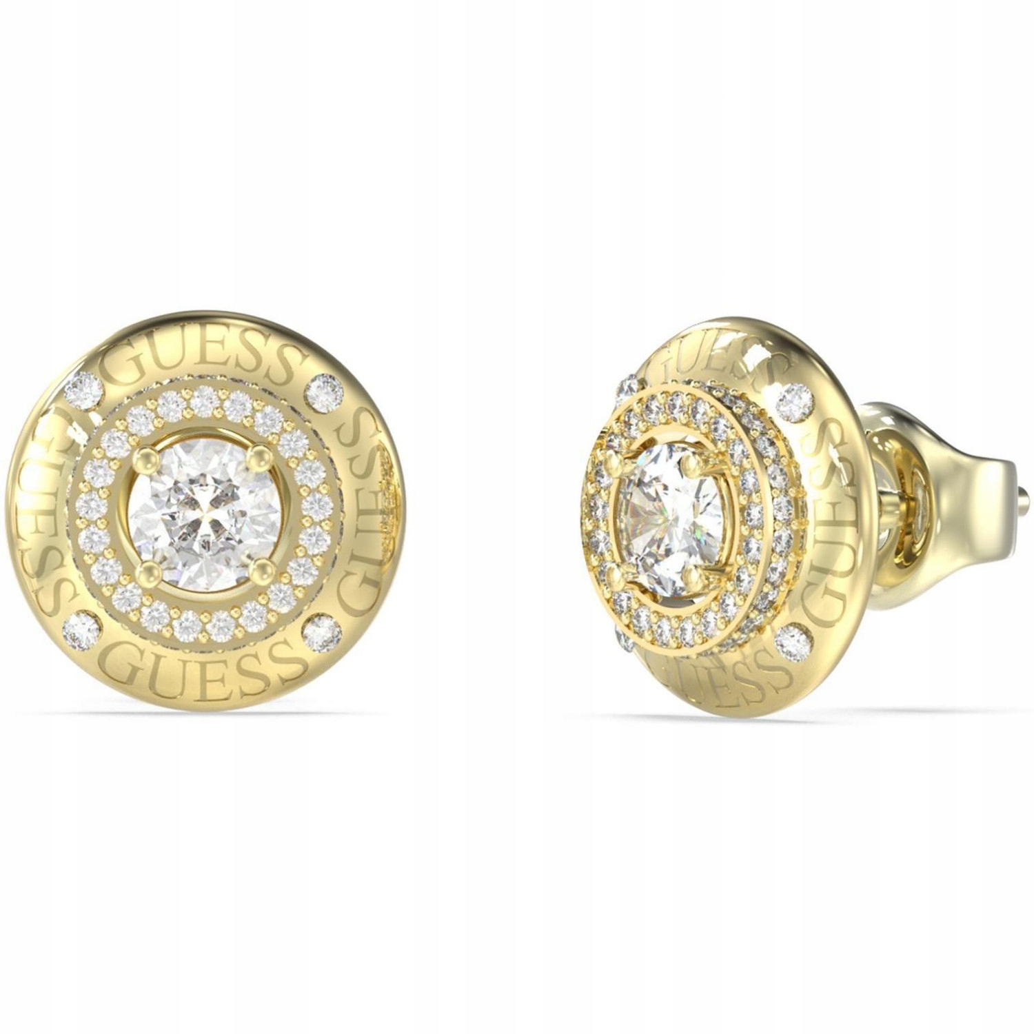 Dámské Náušnice Guess zlaté zirkon kruhy