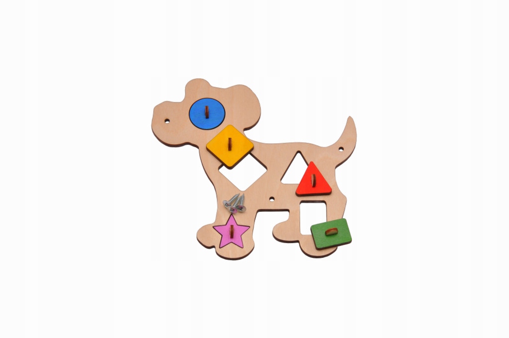 

Kolorowe Puzzle Piesek Tablica Sensoryczna +wkręty