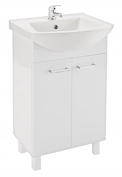 2W1 SZAFKA Z UMYWALKĄ ŁAZIENKOWA STOJĄCA 50cm BIAŁY POŁYSK + CICHY DOMYK