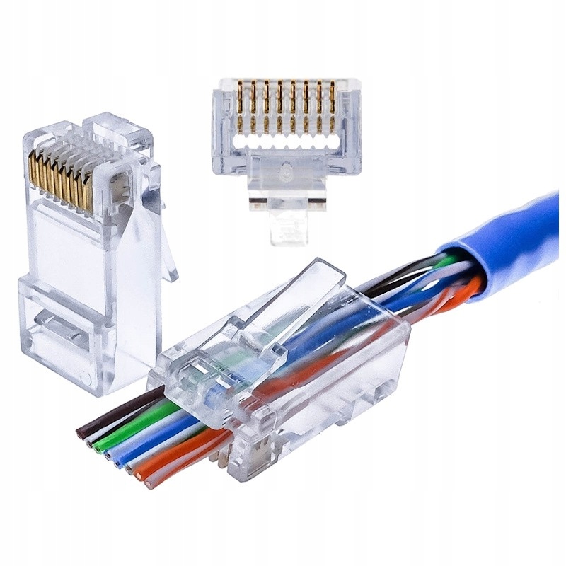 

Wtyk RJ45 8P8C kat5e pass through przelotowe 100sz