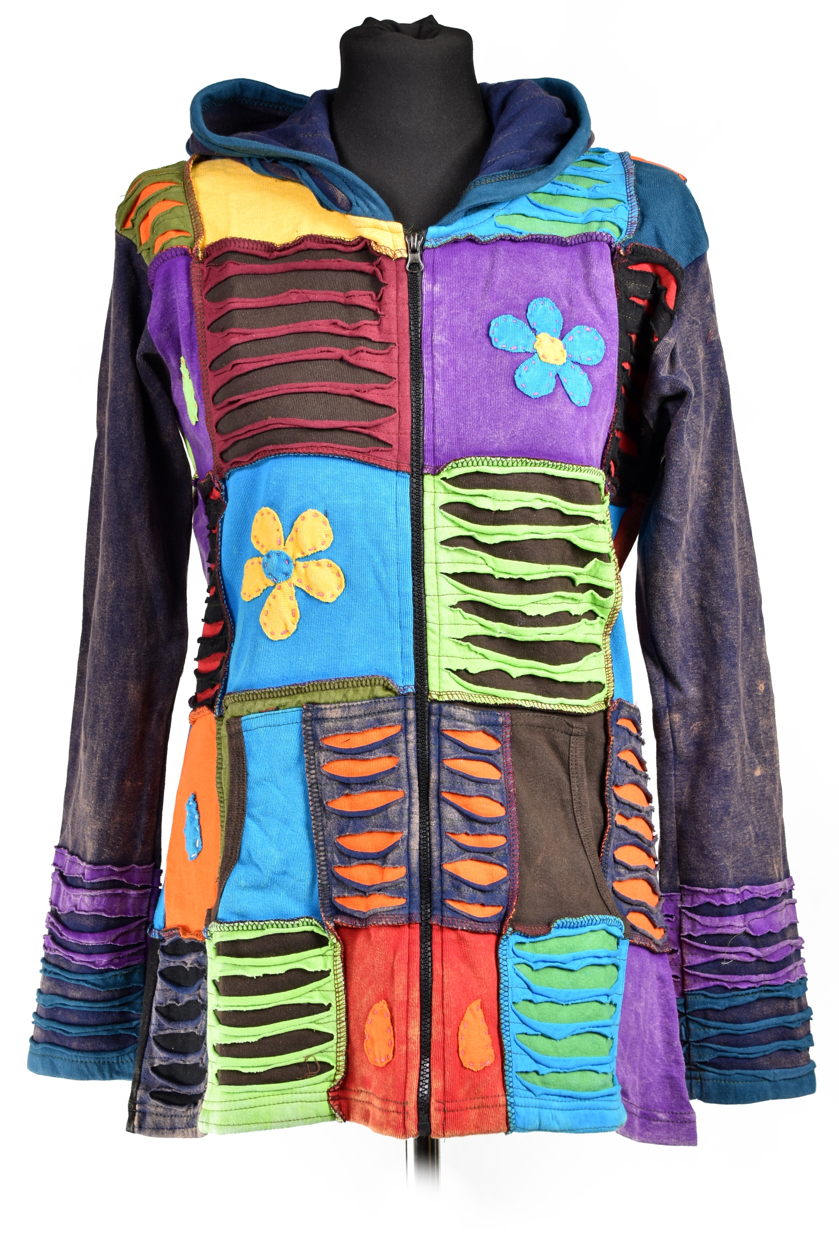 Mikina Umělecky vyrobená v Nepálu, Nařezaná, ruční Našívání