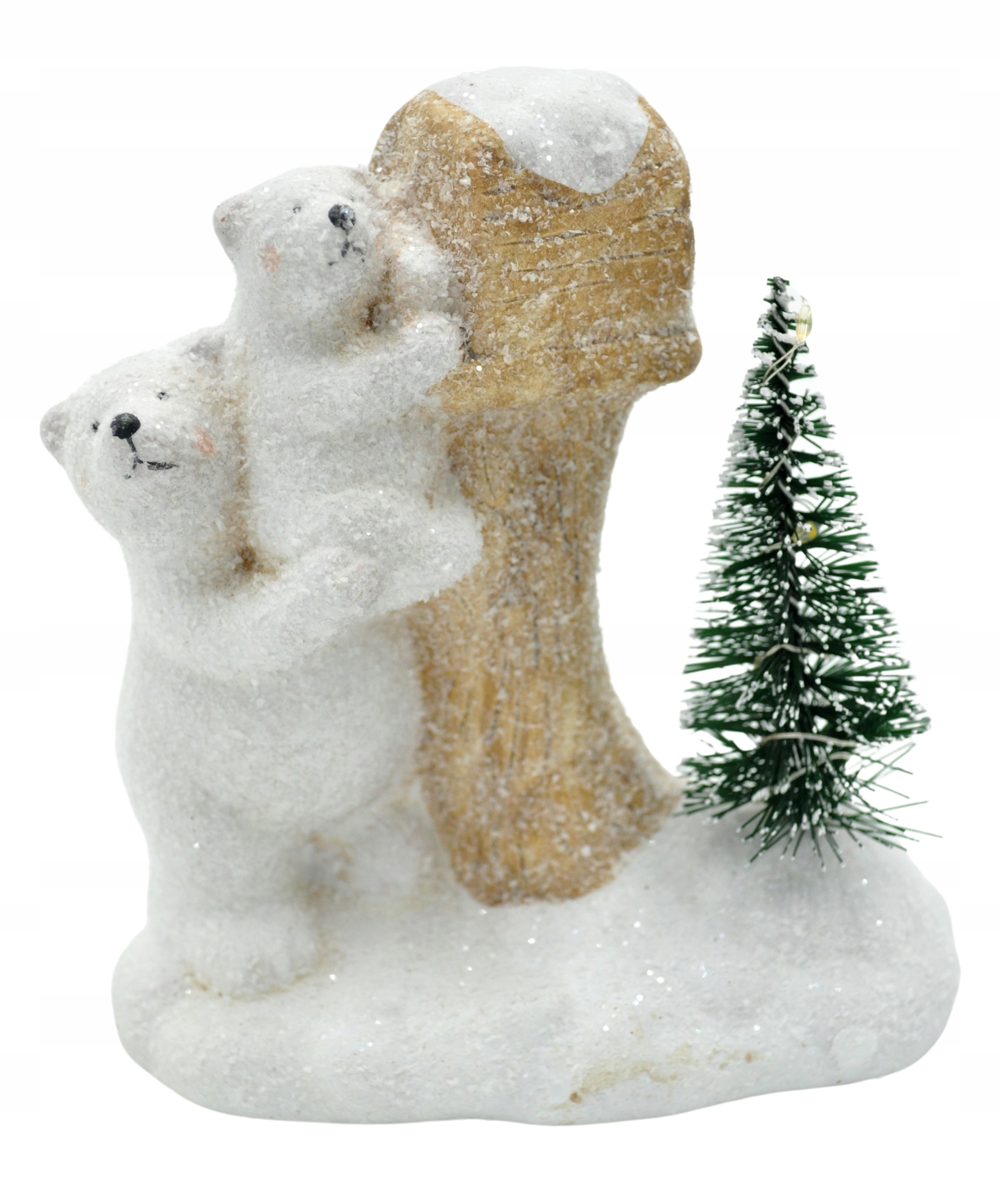FIGURKA porcelanowa choinka ŚWIĄTECZNY śnieg LED