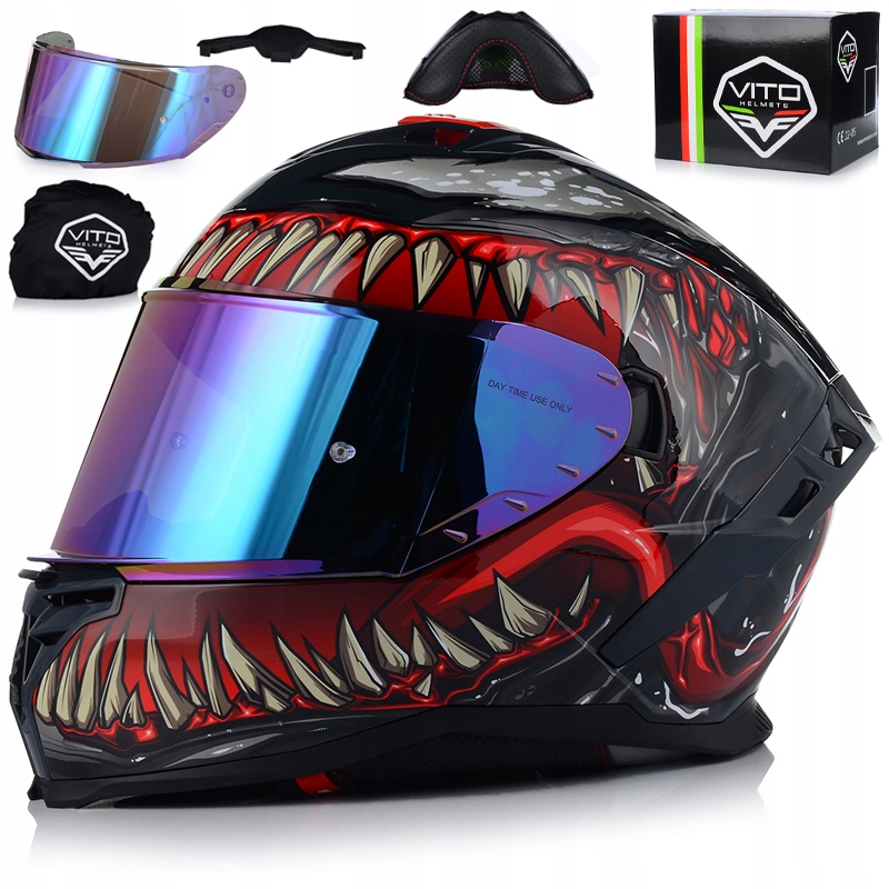 Motocyklová Prilba Vito Presto Monster Integrálna Dúhové Sklo Blenda