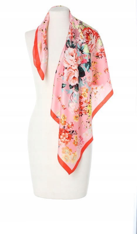 pomarańczowa Apaszka Chusta Włoska kwiaty Prezent Płeć kobieta