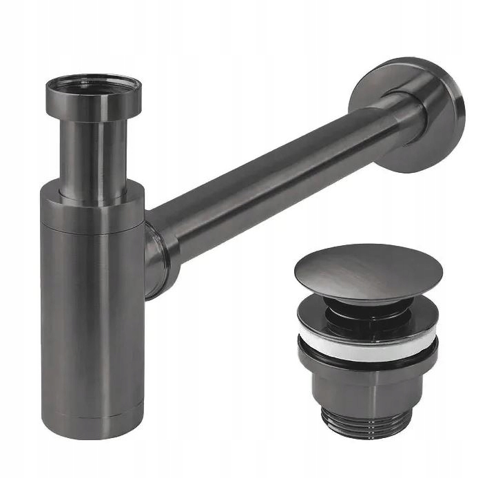 Univerzálny umývadlový sifón s Klik-Klak zátkou, farba Titan, sada