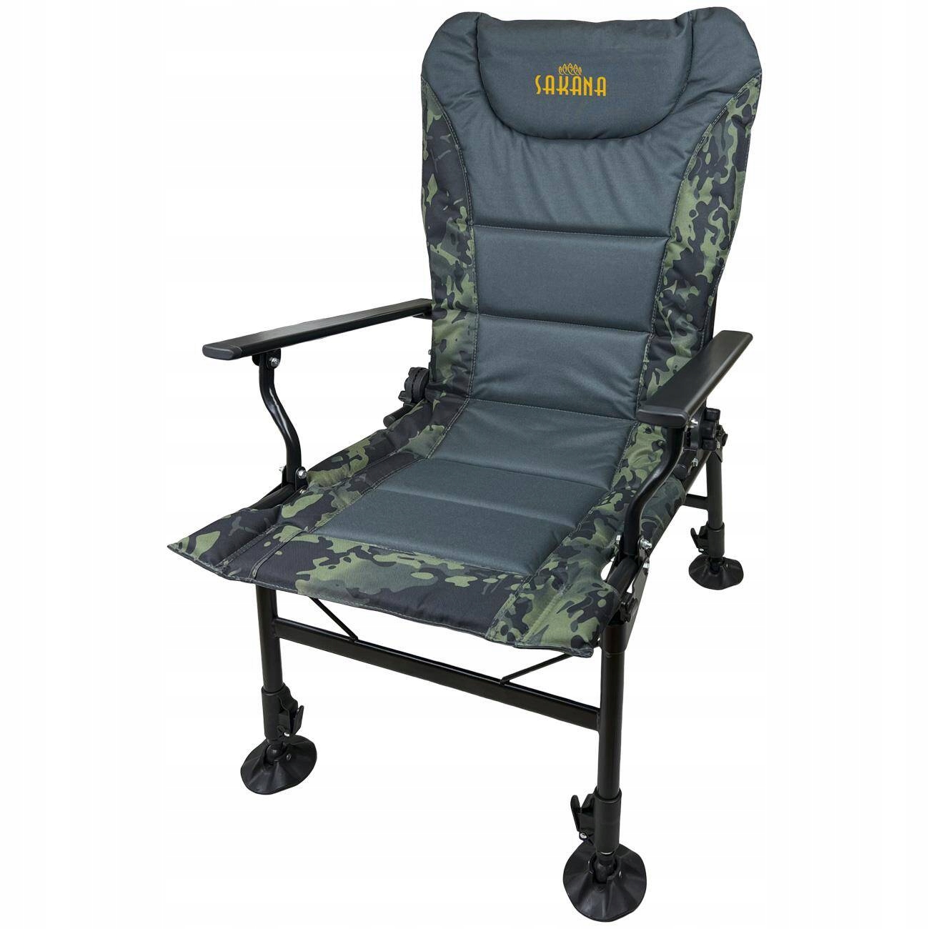 Fotel Wędkarski Z Regulacją Oparcia Sakana Camo