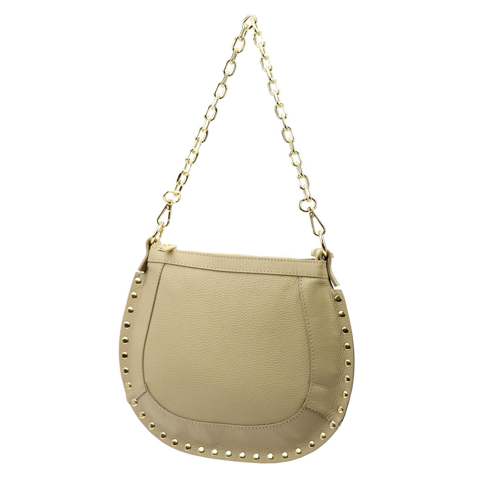Jedinečná Večerní Kabelka S Řetízkem A Cvočky Z Přírodní Kůže