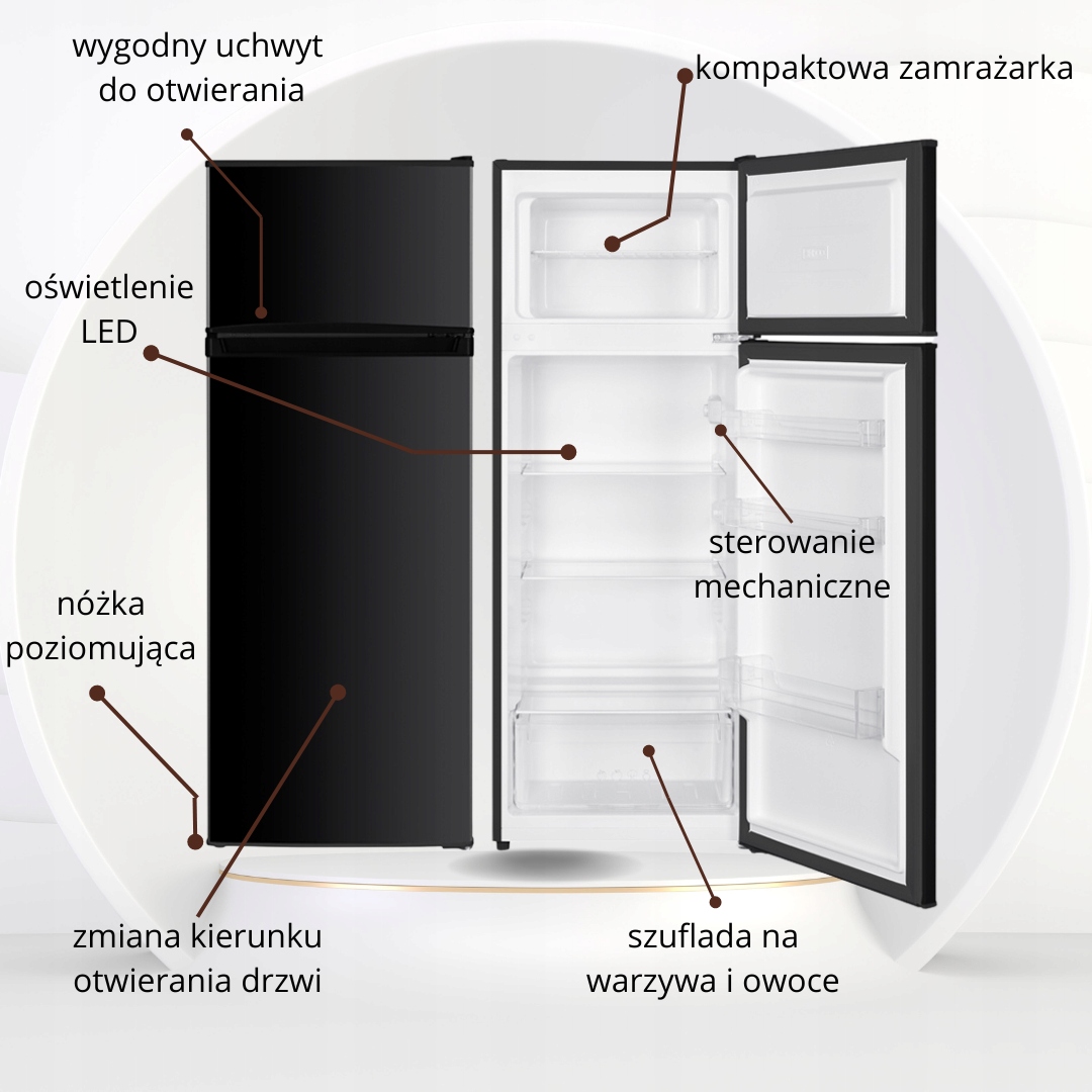 LODÓWKA CHŁODZIARKO-ZAMRAŻARKA 206L LED 143cm Kod producenta SFTF-211-BE3