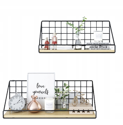 

Półka Metalowa Czarna Ścienna Loft Salon Wisząca