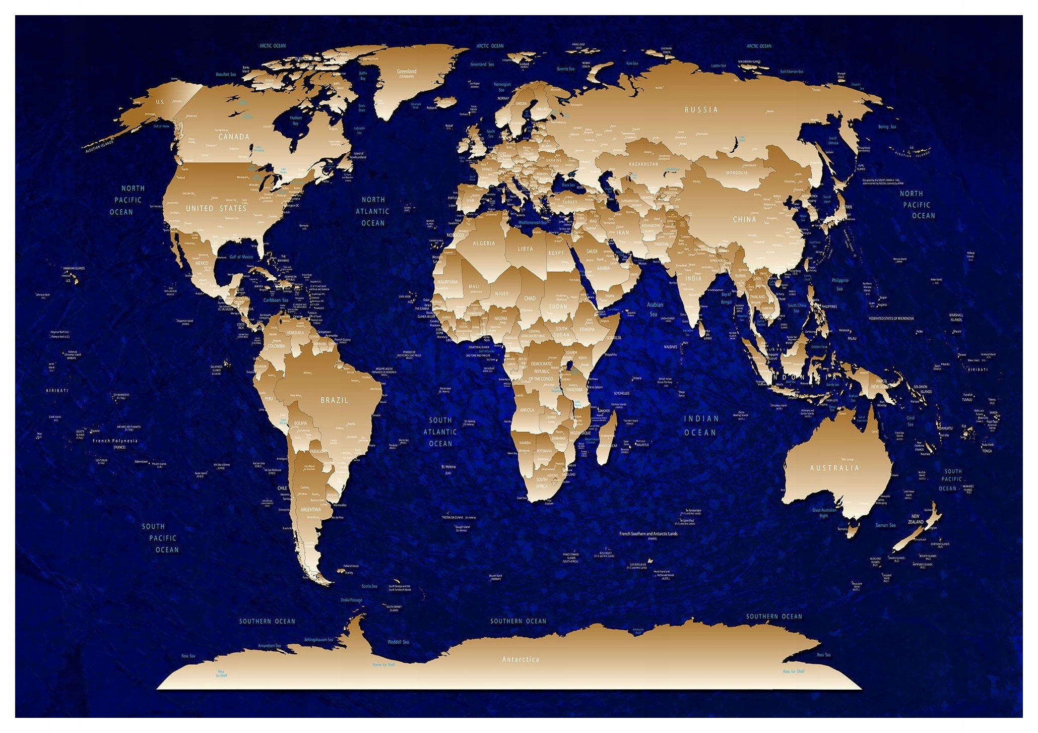 Fototapeta Mapa světa Kontinenty Oceány do kanceláře 416x254 vinylová lepidlo