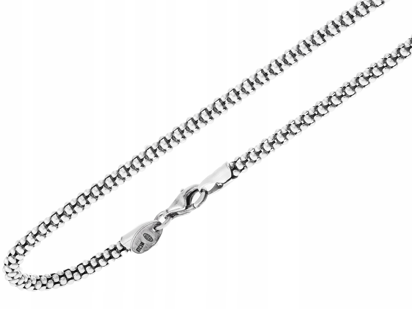 Popcorn Stříbrný Řetízek Oxidovaný Corean 3 mm Ozdobný Stříbro Řetěz 36