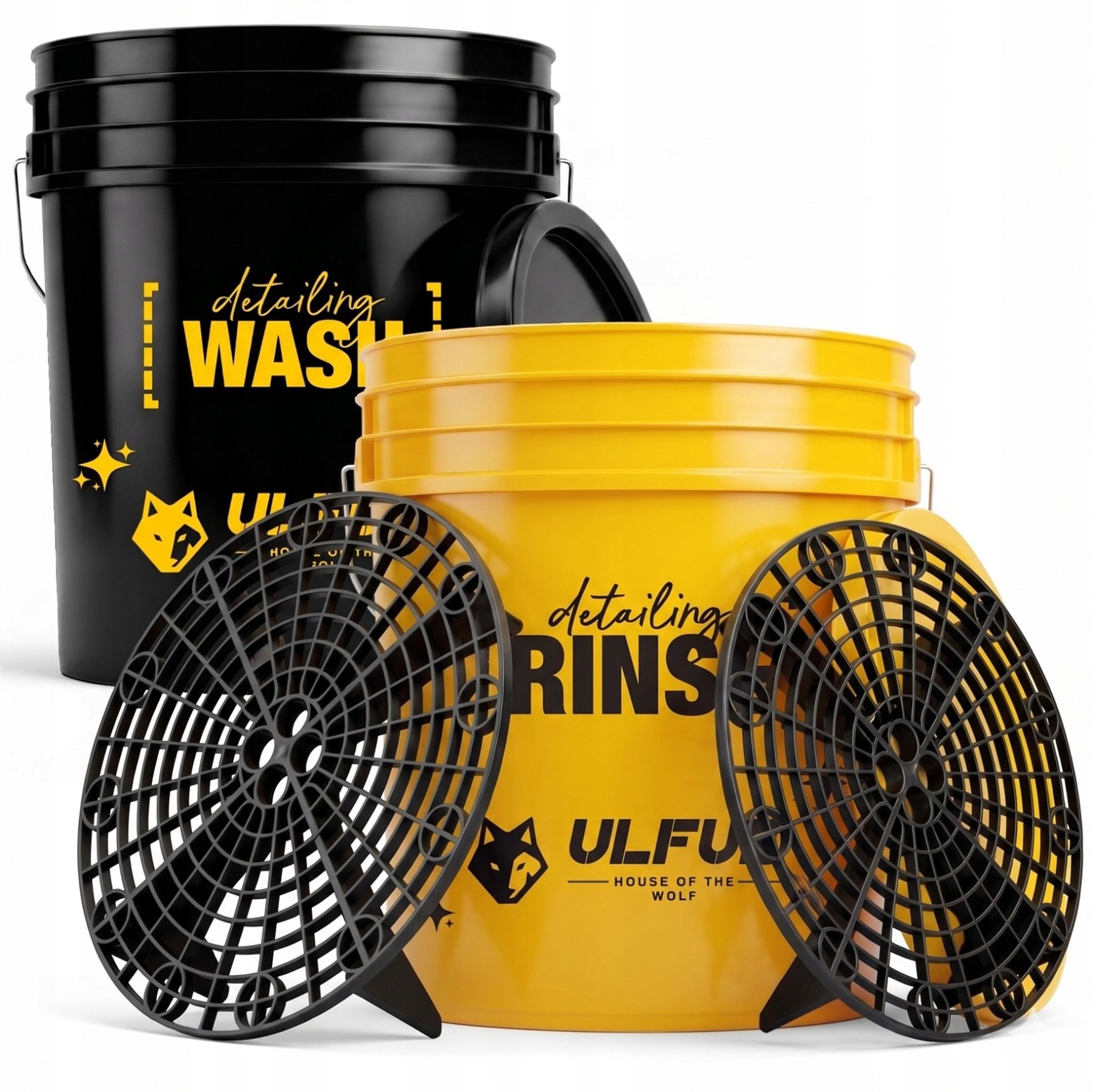 Wiadro z separatorem detailingowe żółte czarne z pokrywą Rinse&wash Ulfur