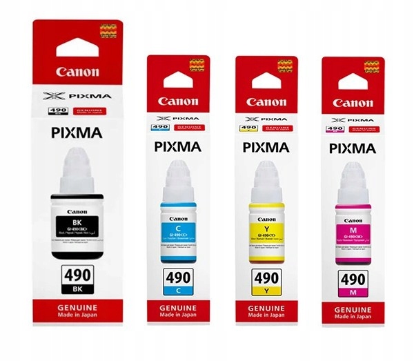

4x tusz org. Canon GI-490 Cmyk G3400 G3410 G4400