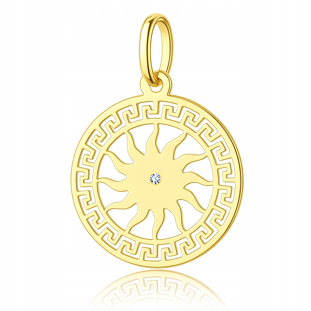 Zlatý přívěsek na řetízek slunce, řecký vzor s briliantem, Pr. 585