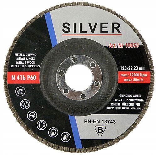 10 X DISC LAMBA DE ȘLEFIT 125 mm P60 SILVER Silver Brand