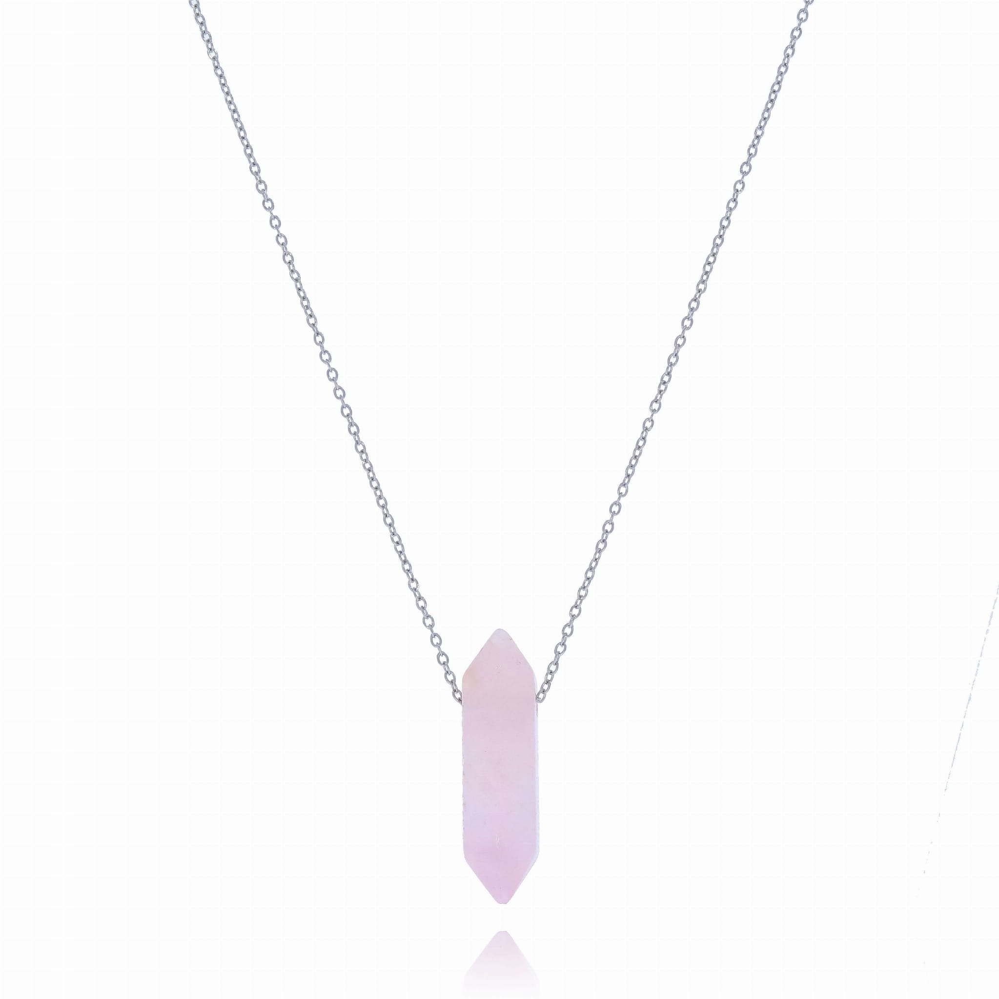 

Naszyjnik męski stal chirurgiczna kwarc różowy