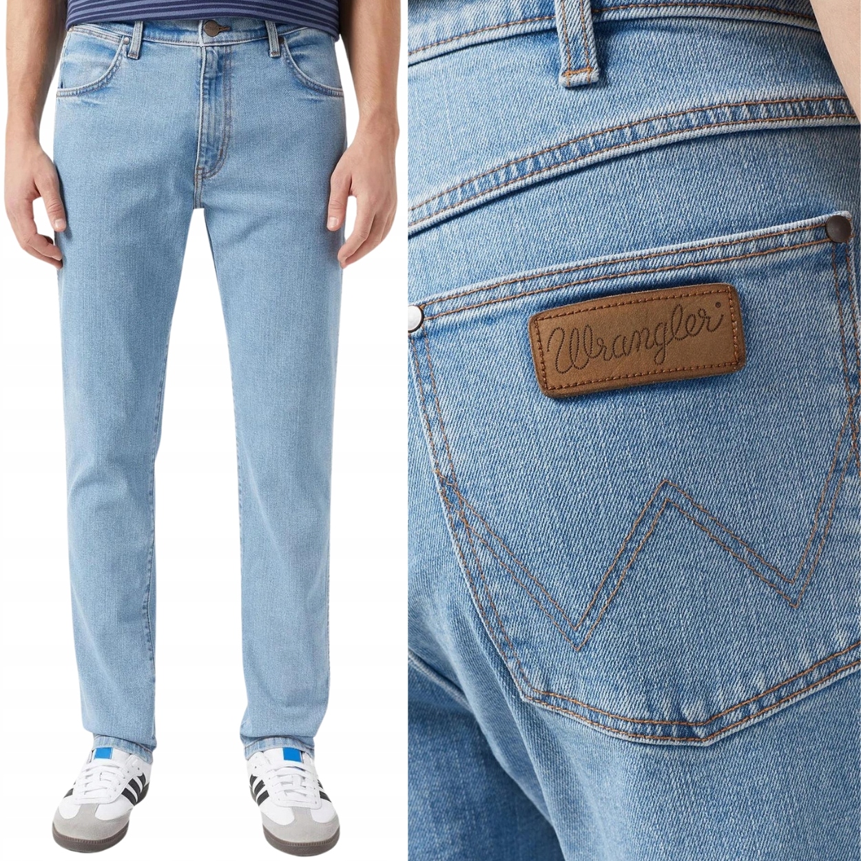 Wrangler Larston Good Vibes Džins světlé přiléhavé džínové kalhoty W36 L34
