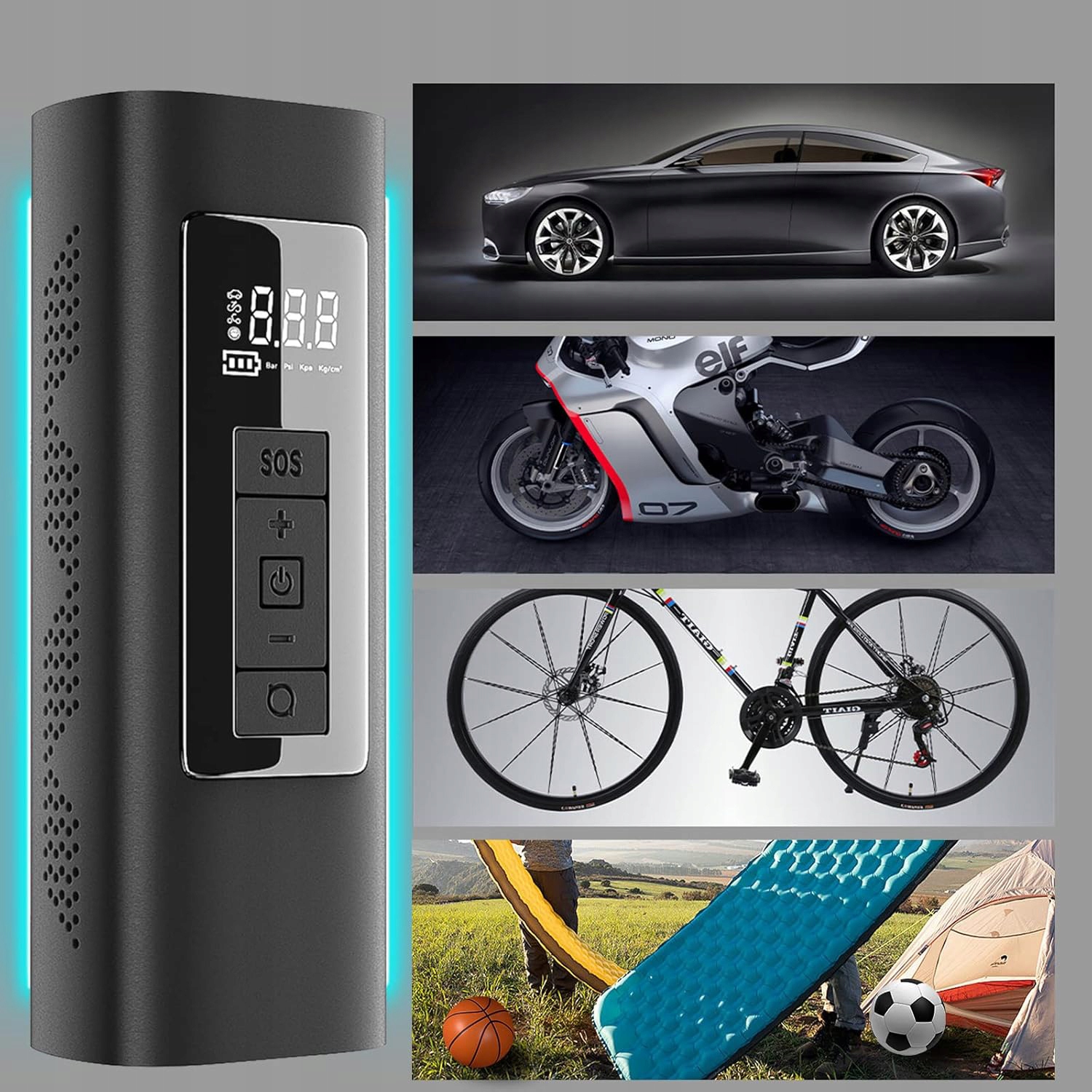 BEZPRZEWODOWA POMPKA ELEKTRYCZNA SAMOCHODOWA ROWEROWA KOMPRESOR 12V Długość 17 cm