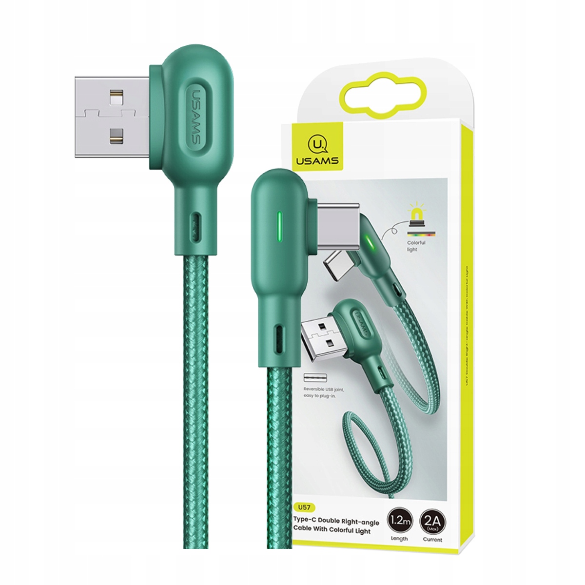

Usams Kątowy Kabel Typ-c W Oplocie 1.2M 2A