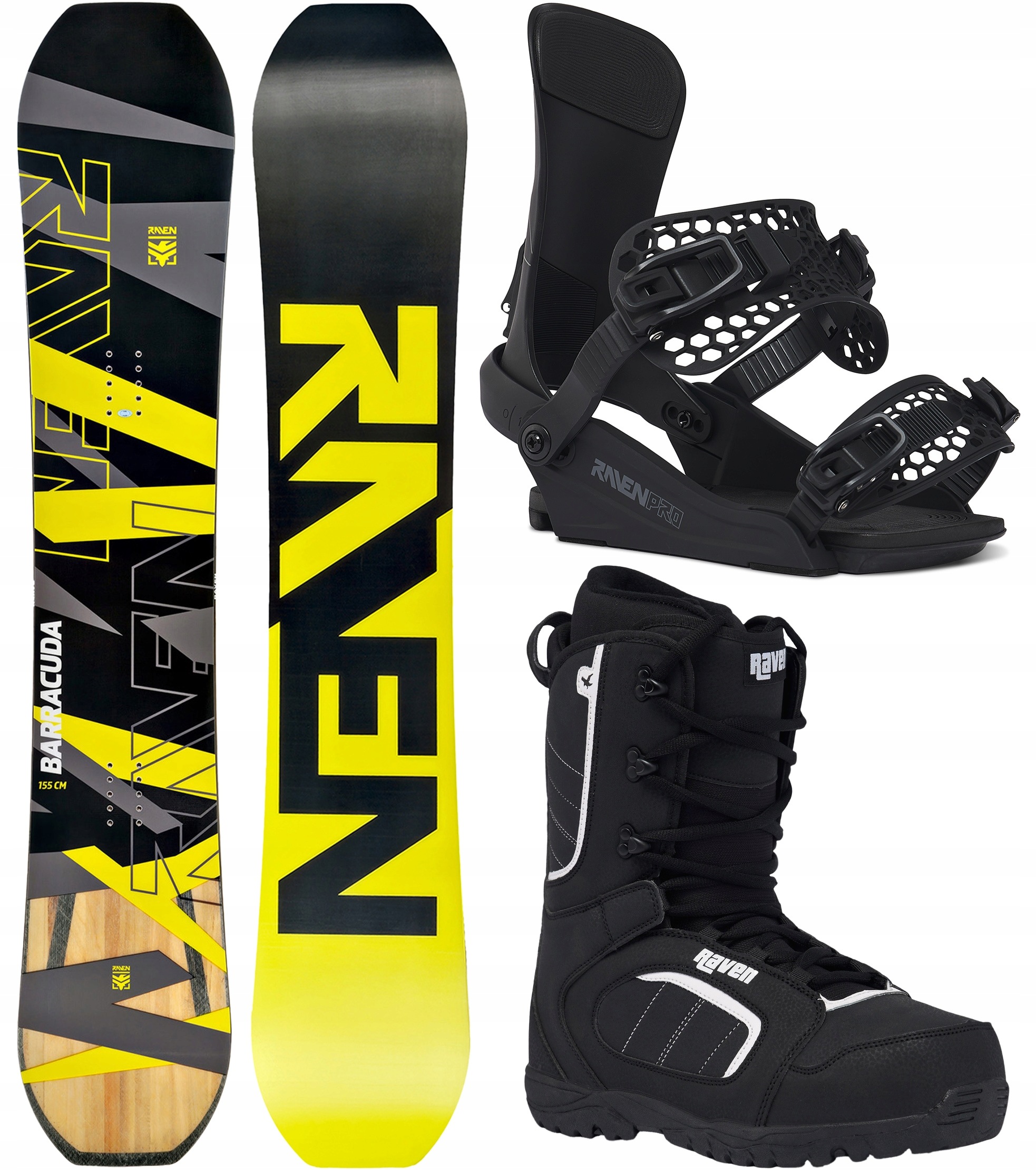 Zestaw Snowboard Raven Barracuda Carbon Lime 153cm King Black L Target