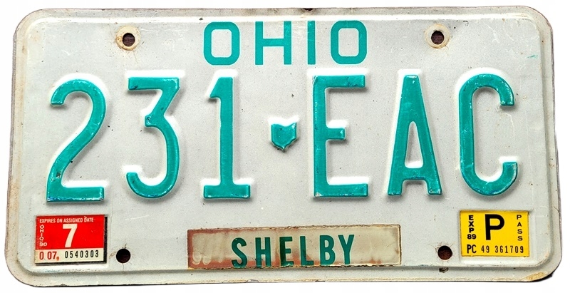 Ohio 1989 - tablica z USA dla kolekcjonera