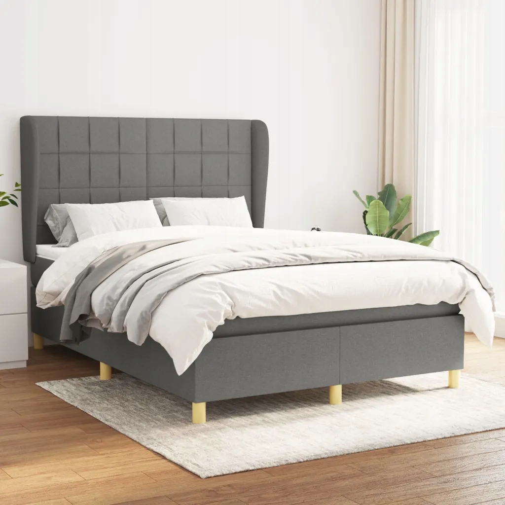 Box spring postel s matrací tmavě šedý 140 x 190 cm textil Šedá 3128518