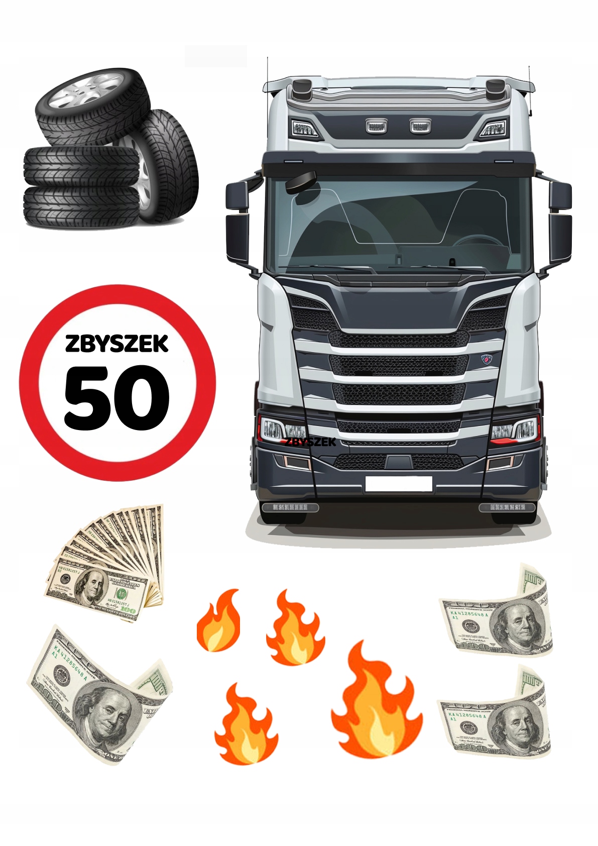 WYDRUK CUKROWY MASA OPŁATEK NA TORT TIR KIEROWCA CIĘŻARÓWKA SAMOCHÓD TEKST Kod producenta Wydruk Cukrowy Tir Kierowca Tirowiec Samochód