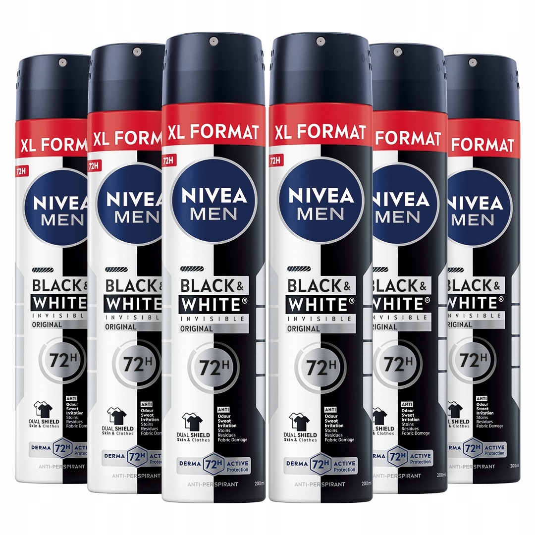 Men Black&White Męskie antyperspiranty spray zestaw 72h