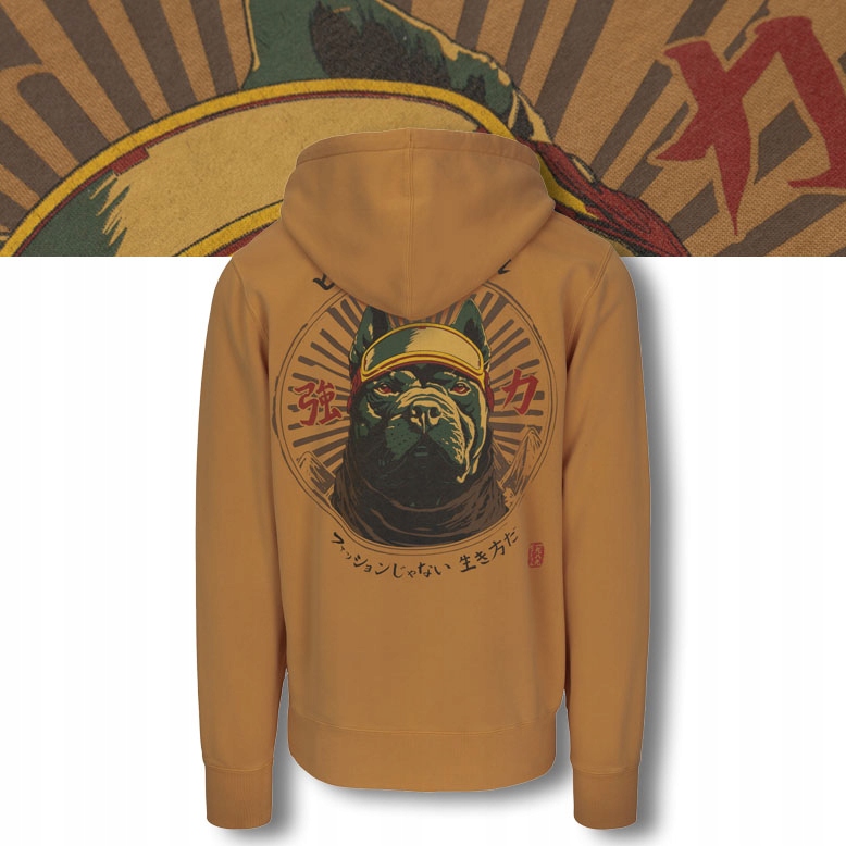 Pánská Mikina s kapucí Pitbull Bavlněná Klokanka Oversize Washed Mt Fuji