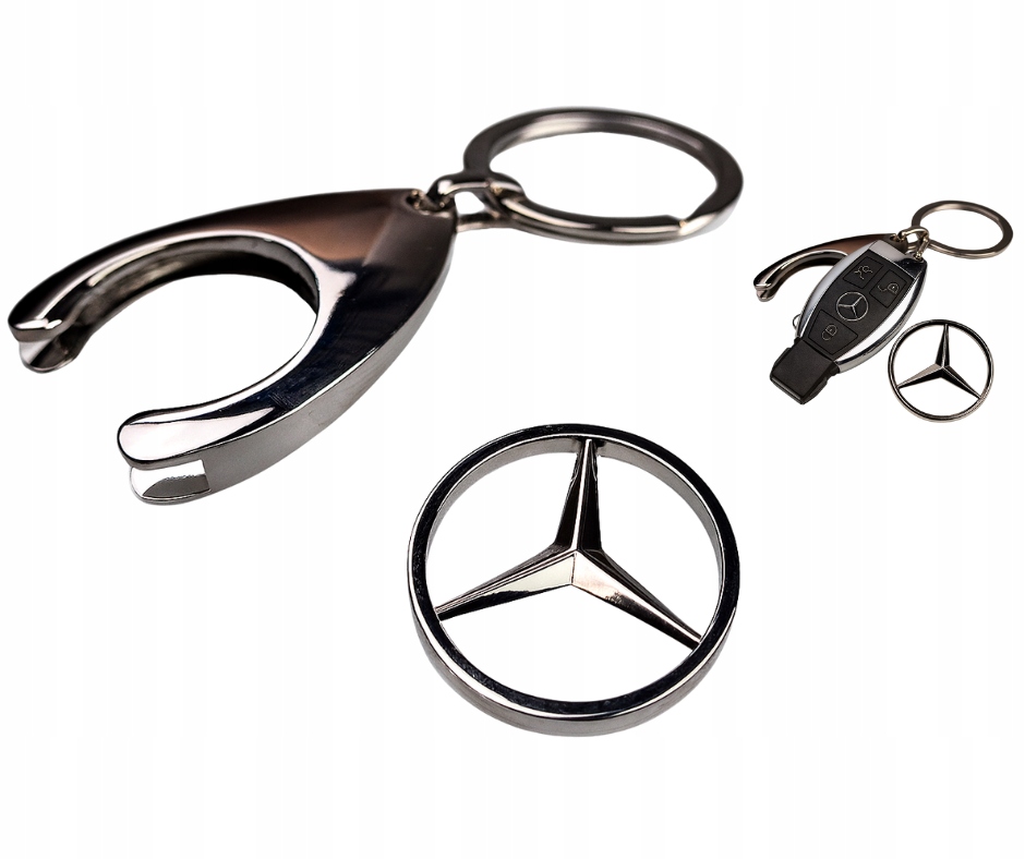BRELOK CHROM Mercedes-Benz GWIAZDA + ŻETON DO KOSZYKA ZAKUPY PREZENT !!