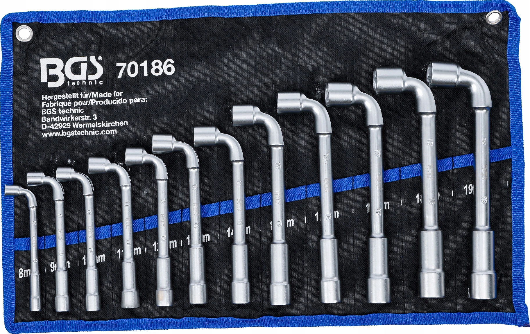 Bgs 70186, Sada fajfkových priechodných kľúčov 8 19 mm 12dielna