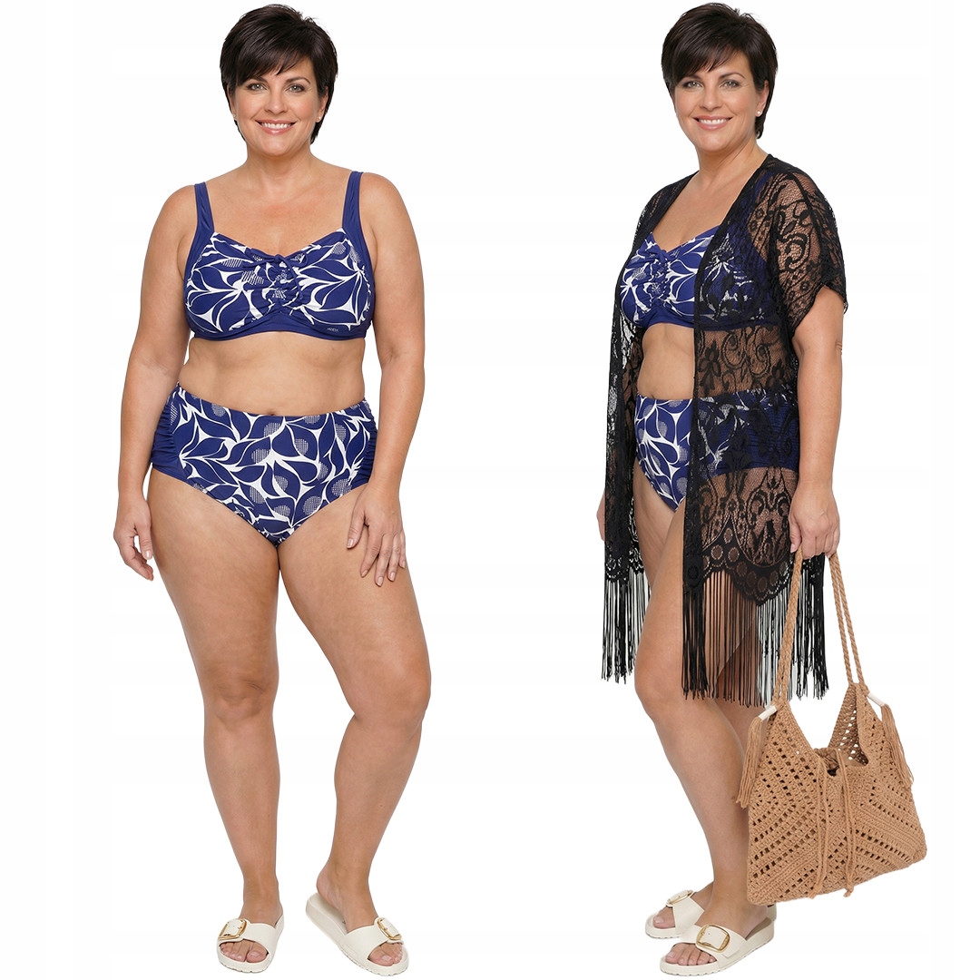 Tmavě modré dvoudílné oblečení s plus size vzorem velikost 56