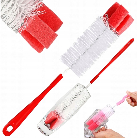 SZCZOTKA DO MYCIA SZKLANEK BUTELEK SŁOIKÓW KUCHNI Z GĄBKĄ DŁUGA