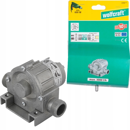 Wolfcraft Pompa metalowa do pompowania wody na wiertarkę 3000 l/h WF2200000