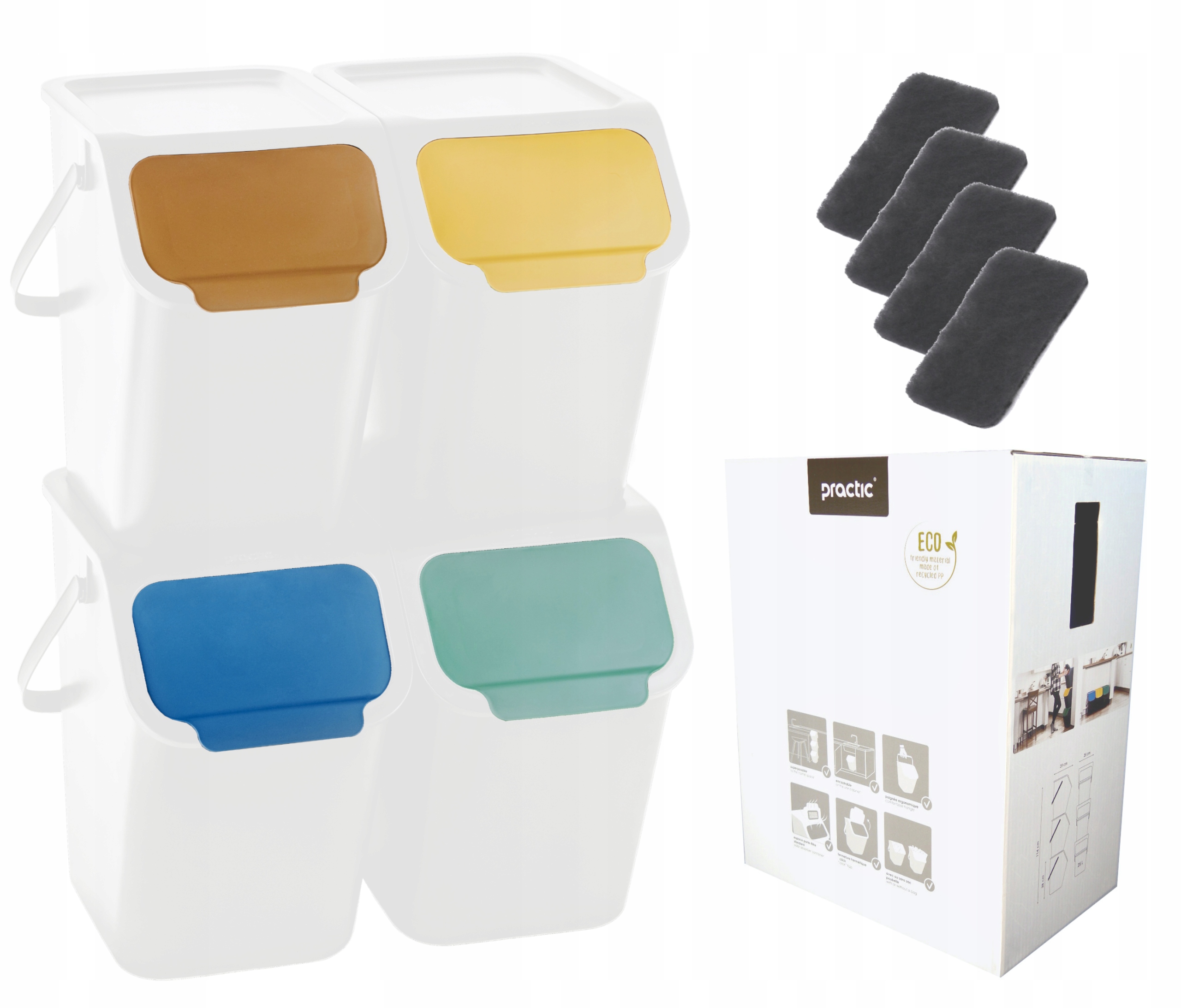 ZESTAW KOSZY DO SEGREGACJI ŚMIECI 4x25L BINI