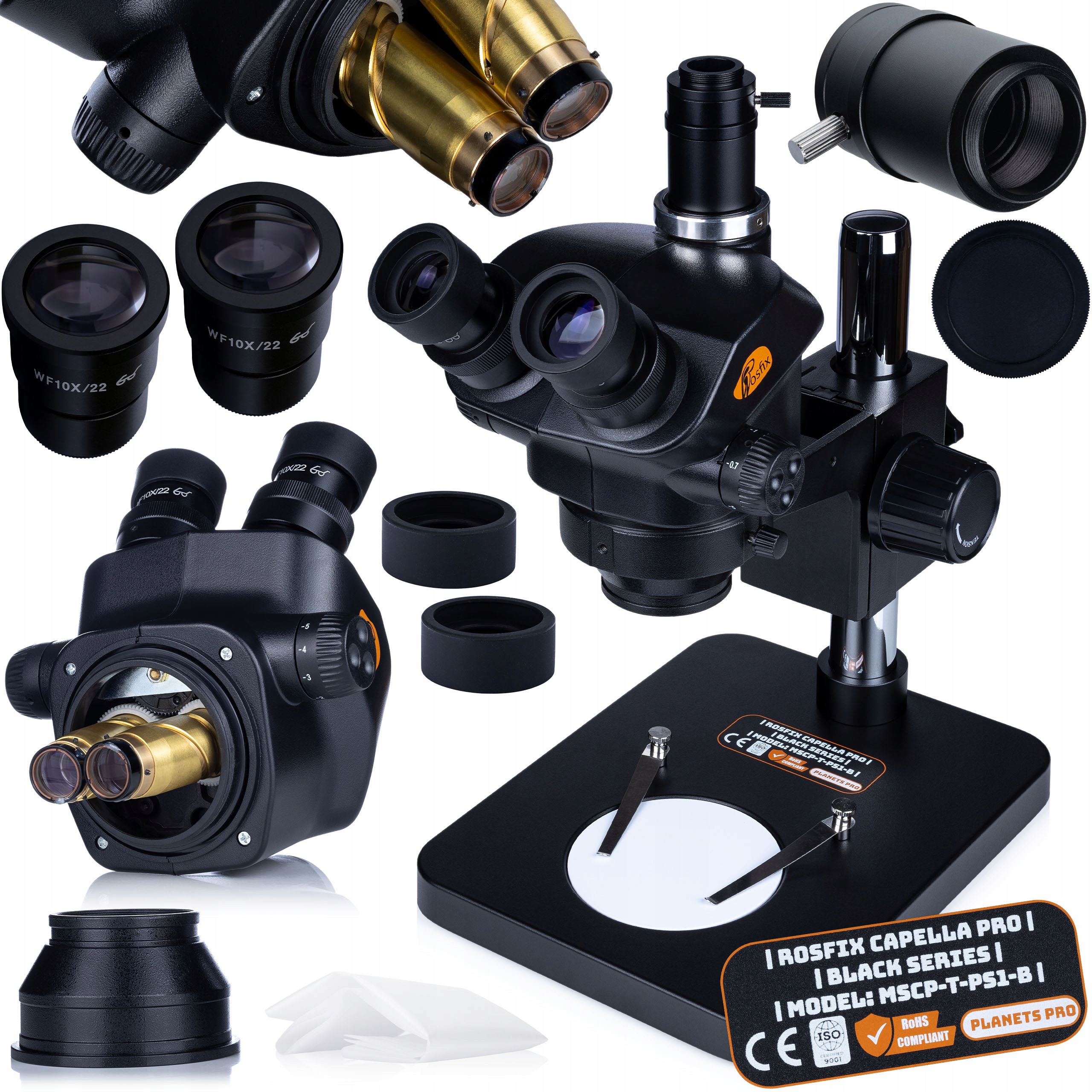 Trinokulární Mikroskop Rosfix Pro MSCP-T-PS1-B Zoom 0,7-5X Pro Elektroniku