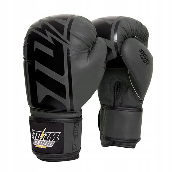 Rękawice Bokserskie StormCloud Bolt 2 12oz Czarne Muay Thai Mma Kickboxing