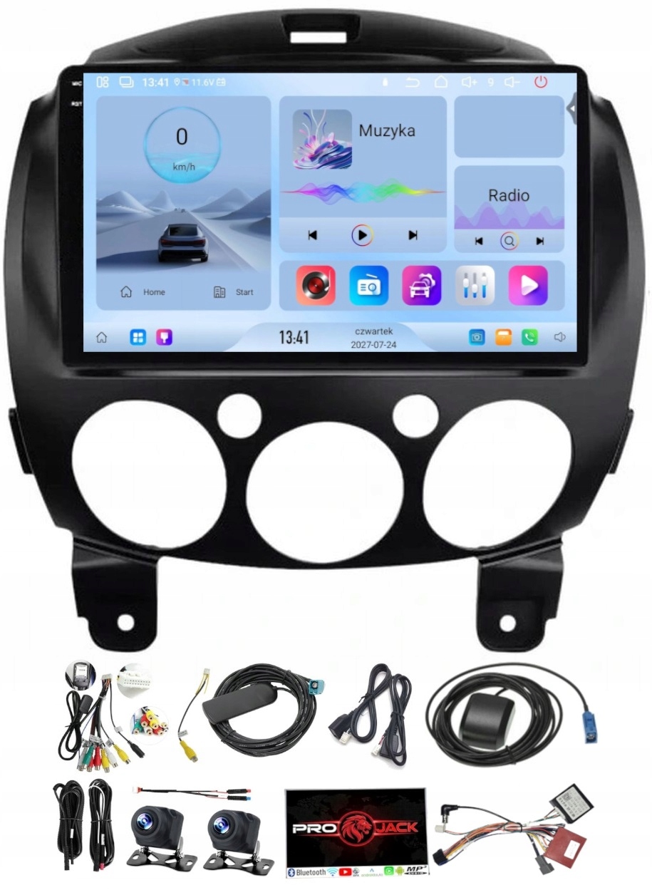 Rádio Navigácia Carplay Gps Android Mazda 2 2007-2014 Usb 4GB 64GB Sim