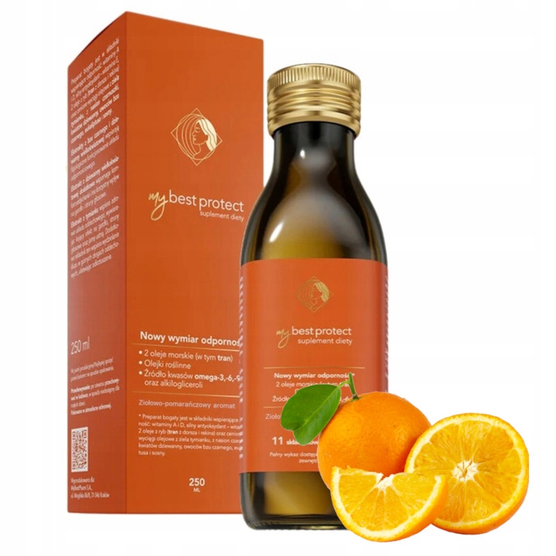 MyBestPharm MyBestProtect PAMARAŃCZOWY Tran z dorsza 250ml Promocja
